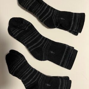 Three Pairs Smartwool Black and Gray Striped Men's Socks